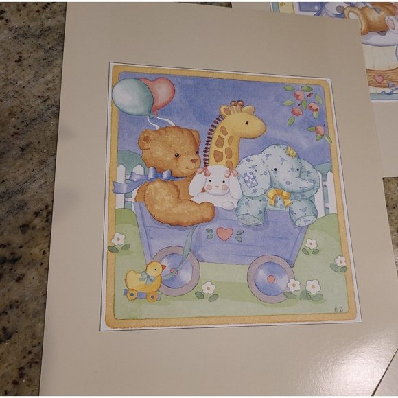 Elizabeth King Brownd Decorative Prints Children's Room Set of 6. Cat Bear Bunny - Picture 6 of 12